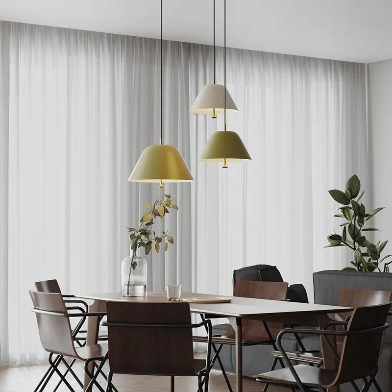 

Nordic Vintage Dining Table Hanging Lamp Danish Retro Bedroom Decoration Pendant Lights Sense Bar Round Green Black Chandeliers