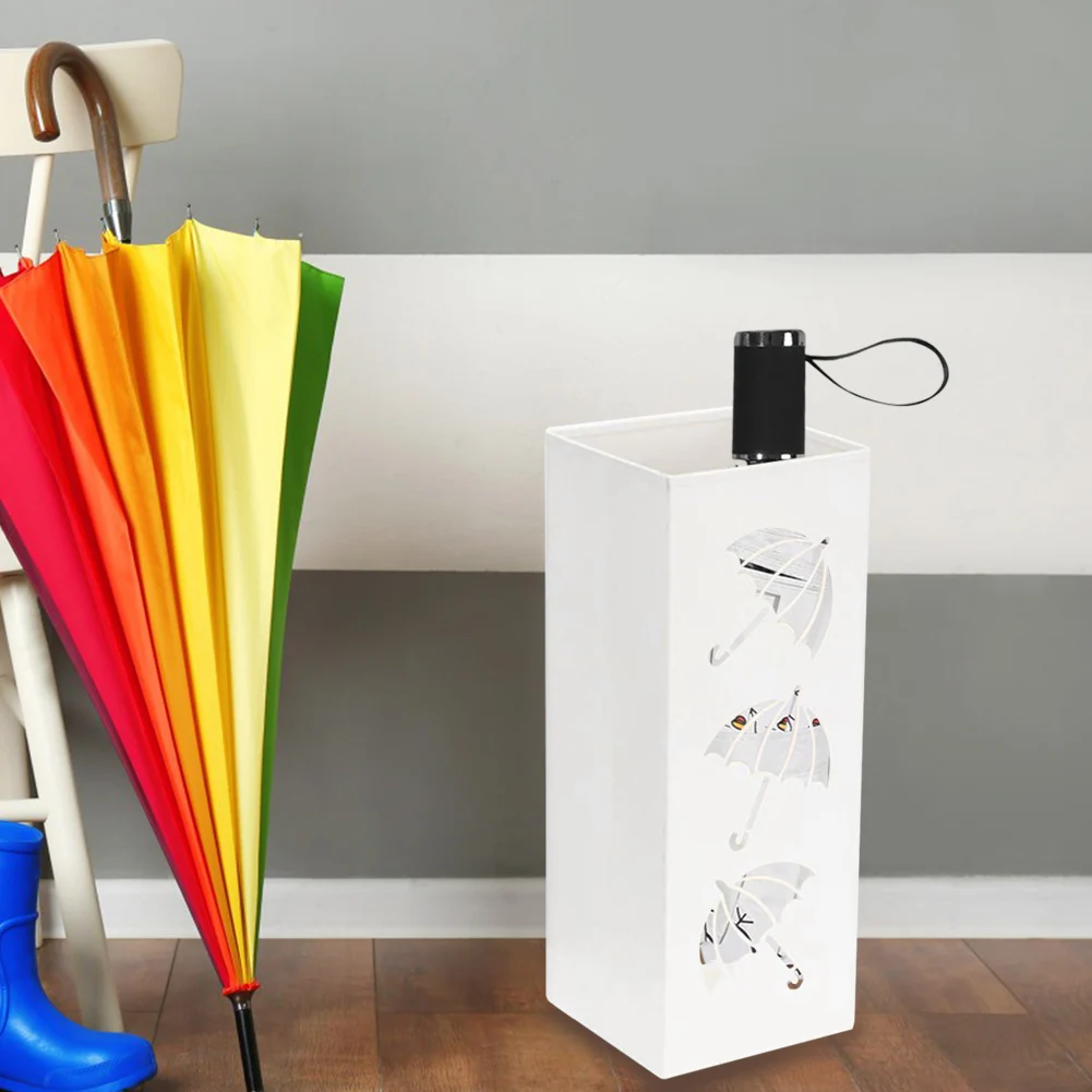 Metal Square Umbrella Holder Bin Free Standing Umbrella Walking Sticks Holder Multipurpose for Hallway Entryway Home Hotel