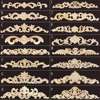 Wooden Furniture Appliques Luxury Home Decor Wood Carving Onlay Waves Wood Decal Vintage Room Decoration Accessories Wood Flower 1