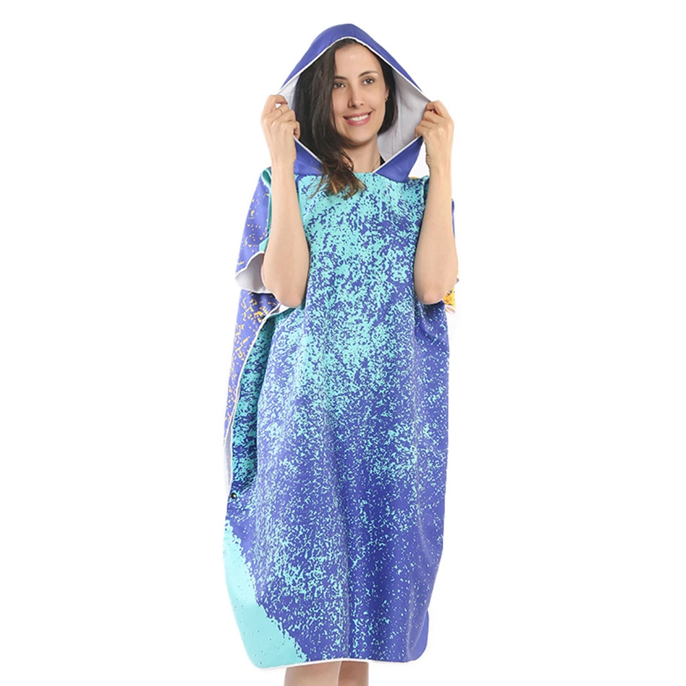 

2023 New Changing Bath Towel Hooded Beach Towel Poncho Printing Unisex Hooded Beach Bathrobes Cloak Quick-Drying
