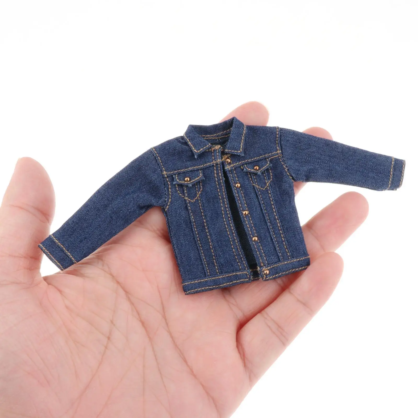

1/12 Scale Denim Jacket Costume Handmade Doll Clothes Miniature Clothing for 6in Figures Dress up Doll Model Accessories