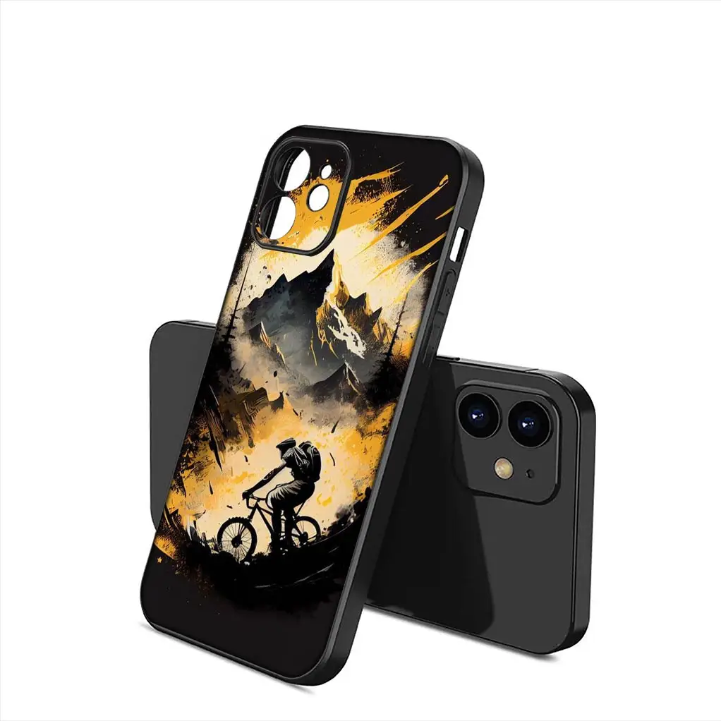 Funda de teléfono de Arte de ciclismo de montaña para Apple iPhone 15 14 Plus 13 12 Mini Pro Max + 13Pro 14 + 15 + Coque Flexible