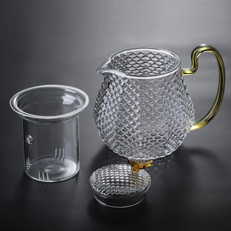 Heat Resistant Glass Fish Ceremony Teapot Boron Silicon Filter Strainers Chinese Kung Fu Scale Teawear Set Pot High