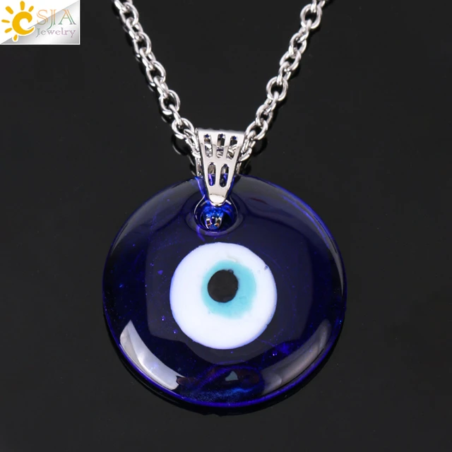 Collier oeil bleu Protection Talisman Acier inoxydable Or