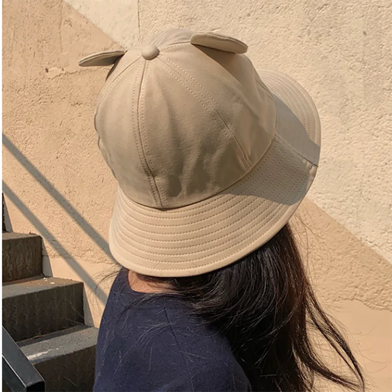 Unisex Bear Pattern Cotton Bucket Hat Men Women Cotton Double-Sided Sun Cap Summer Panama Fashion Fold Sun Fishing Fisherman Hat