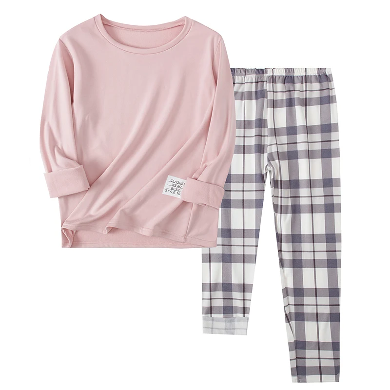 2-Piece Long-sleeved Trousers In Autumn And Winter, Sanded And Thickened Pajamas For Men And Women, Adolescent Home Clothes - Image 3