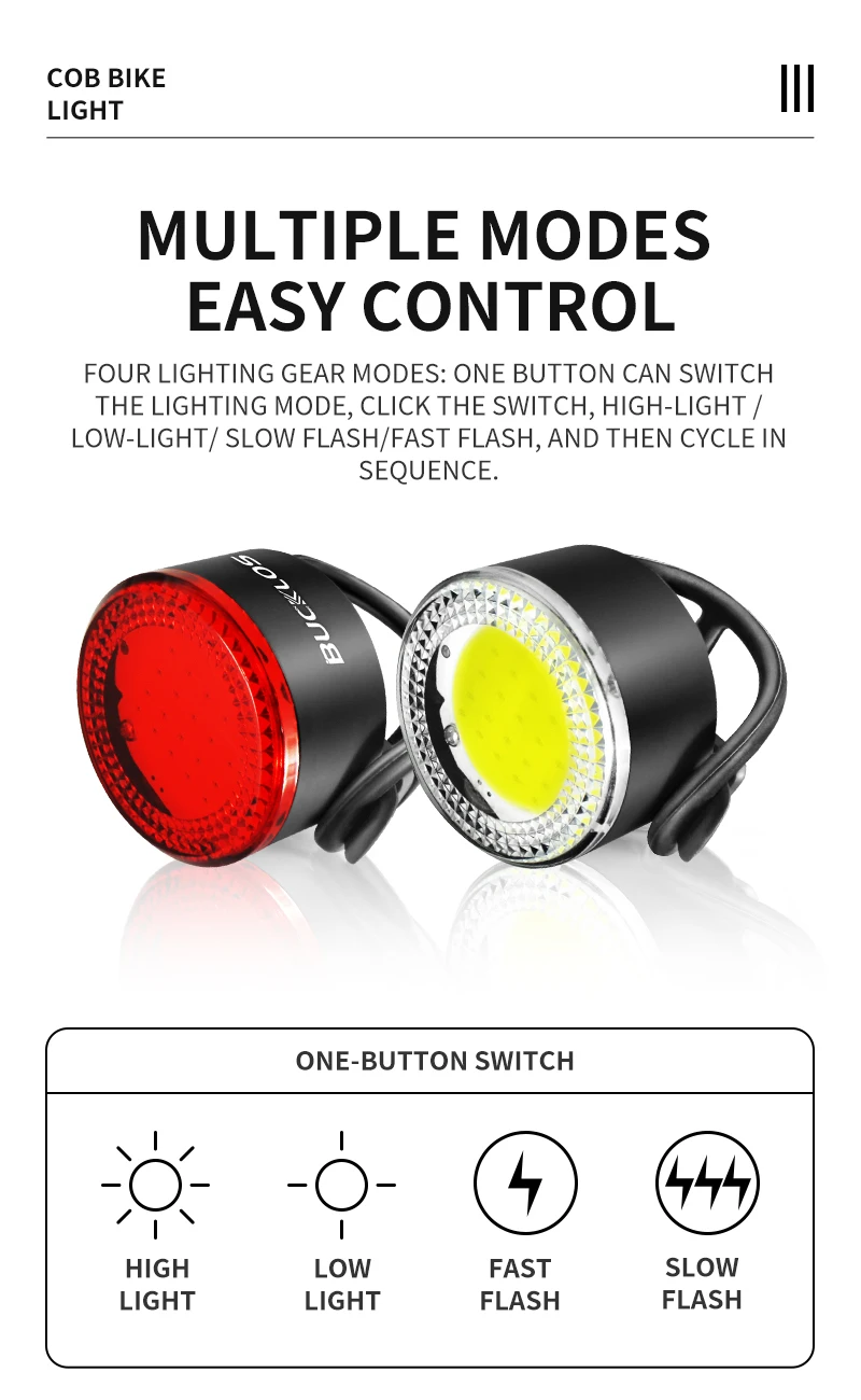 Bucklos kit éclairage vélo led rechargeable par usb avant et arrière_voghion.com