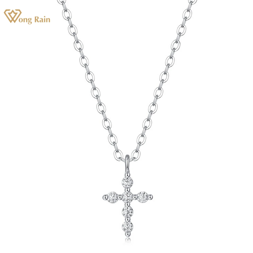 

Wong Rain 925 Sterling Silver VVS1 3EX VVS Real Moissanite Diamonds Gemstone Cross Necklace Pendent Jewelry With GRA Wholesale