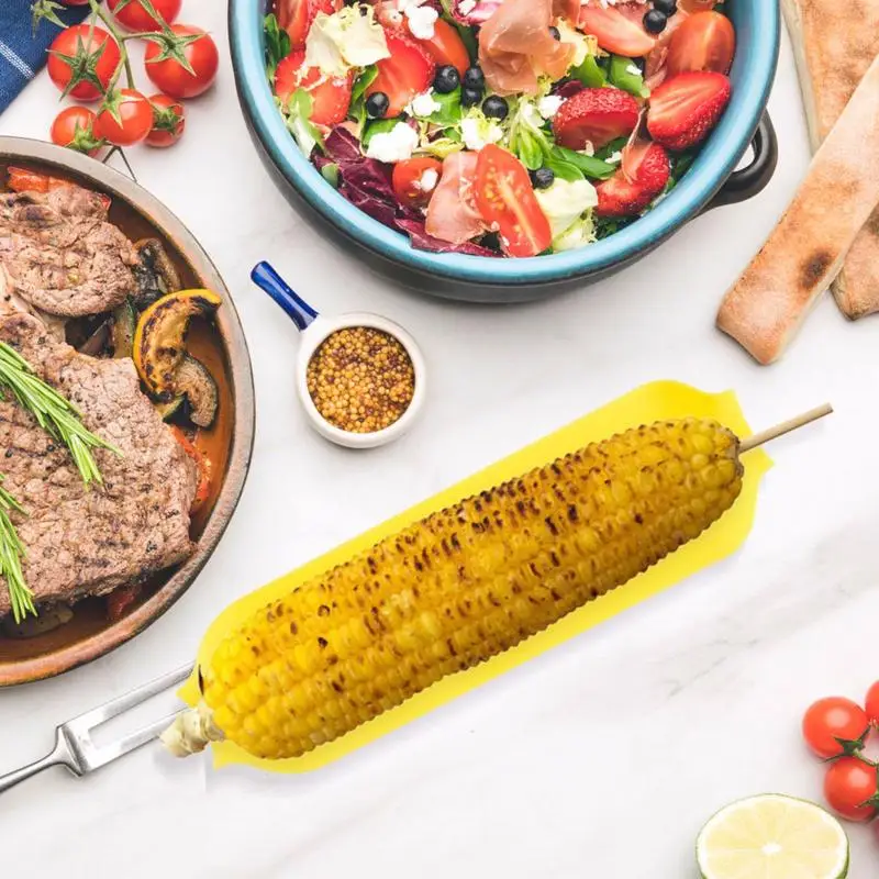 Corn Cob Dishes 10pcs Corn Dishes Skewers Prongs Hot Dog Meat Forks BBQ Dish Plate Dessert Fruit Tray Kitchen BBQ Gadgets