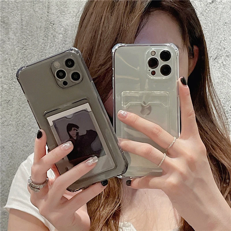 Clear Shockproof Soft Wallet Case with Transparent Card Slot