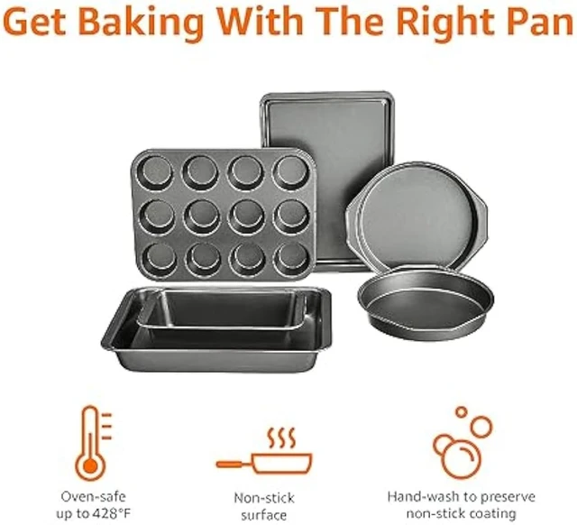 Basics 6 Piece Nonstick, Carbon Steel Oven Bakeware Baking Set, 40.5  cm x 28.5 cm x 15 cm