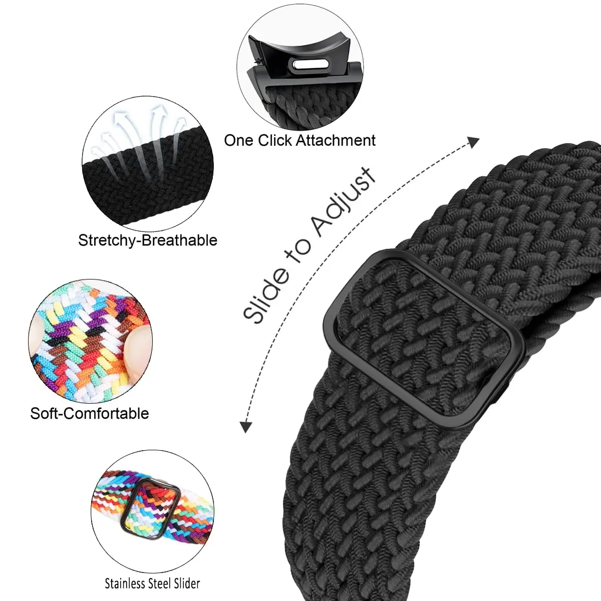 Braided Solo Loop Band - No Gaps Bracelet Strap