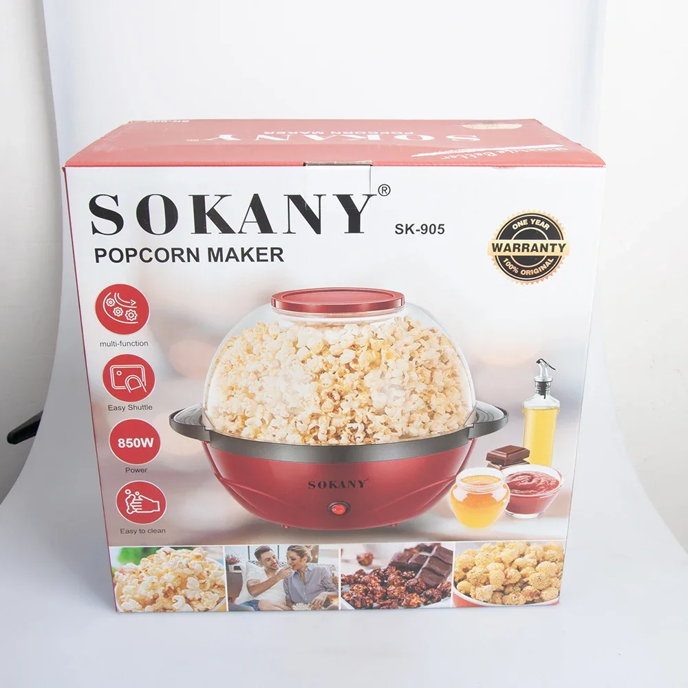 Houselin Popcorn Machine Electric Hot Oil Large Lid Convenient Nesting Storage