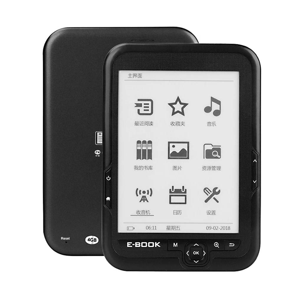 Portable E book Reader 6 inch Multifunctional E reader 16GB Memory Compact Size Buitl in Lithium