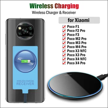 Qi Wireless Charger RZ002&External Receiver For Xiaomi Poco X3 X4 NFC Pro M2 M3 M4 Pro F1 F3 F2 Pro Wireless Charging Adapter Type-C Connector 1
