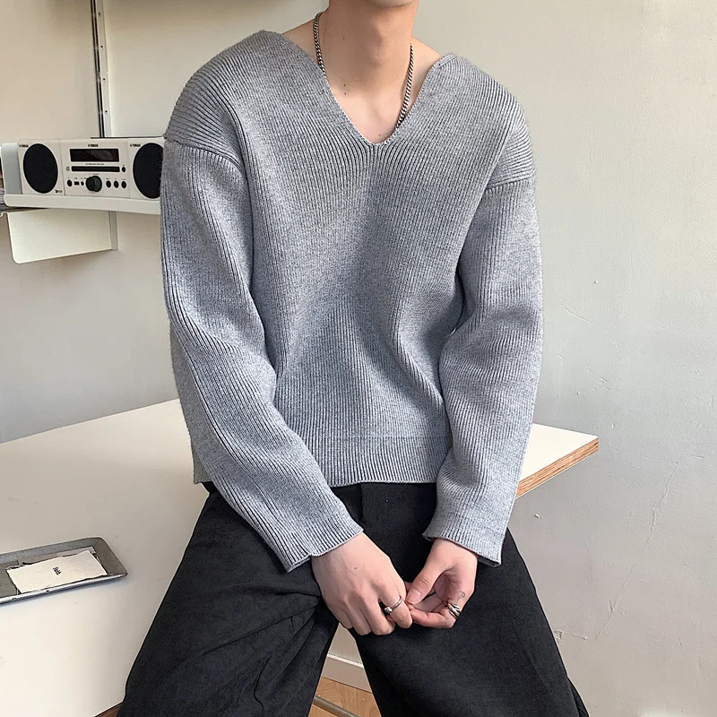 

2022 Winter Men's V- Neck Pullover Fashion Loose Knitting Thicken In Warm Wool Sweaters Long Sleeve Clothes Coats Plus Size M-XL