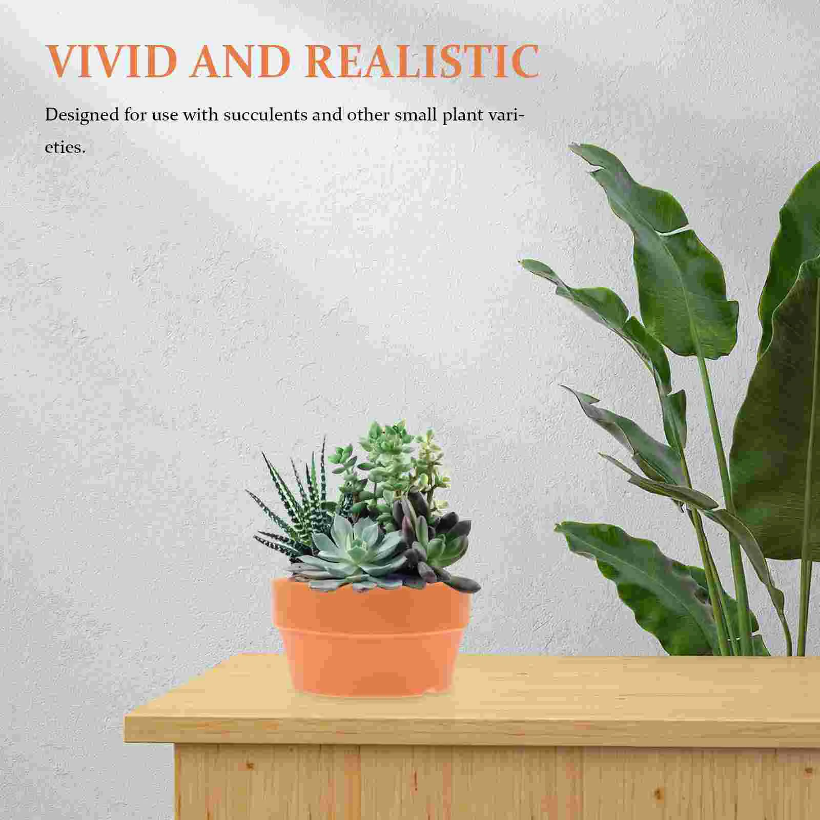 6pcs Imitation Clay Flower Basket Japanese Round Plastic Flower Pot Flower Container Flower Basin Indoor And Outdoor Potted_voghion.com