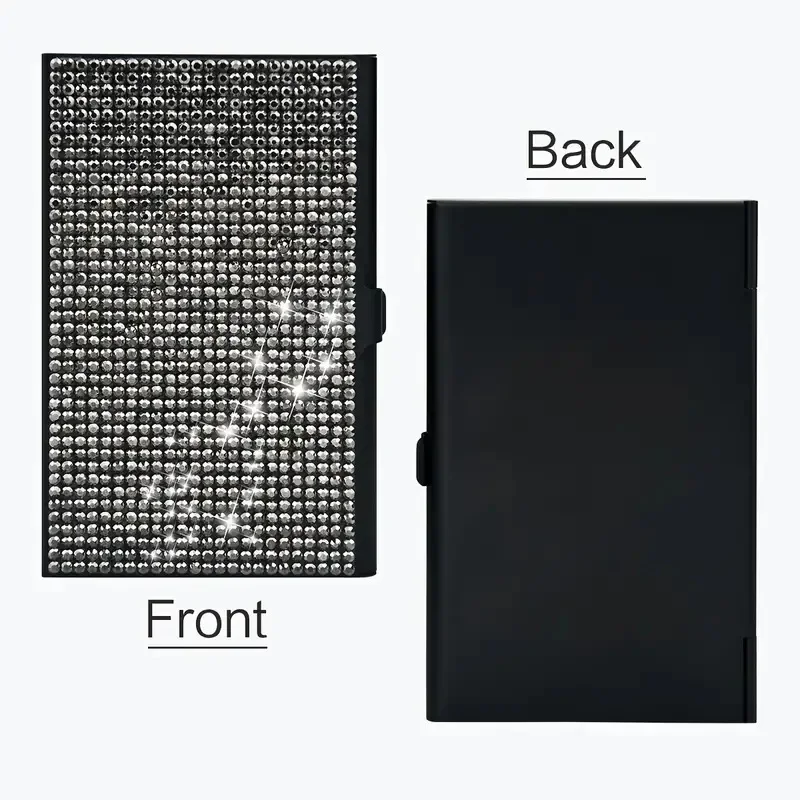 New Diamond Metal Business Card Case Aluminum Organizer Flash Rhinestone Slim Business Card Case Business Supplies 4