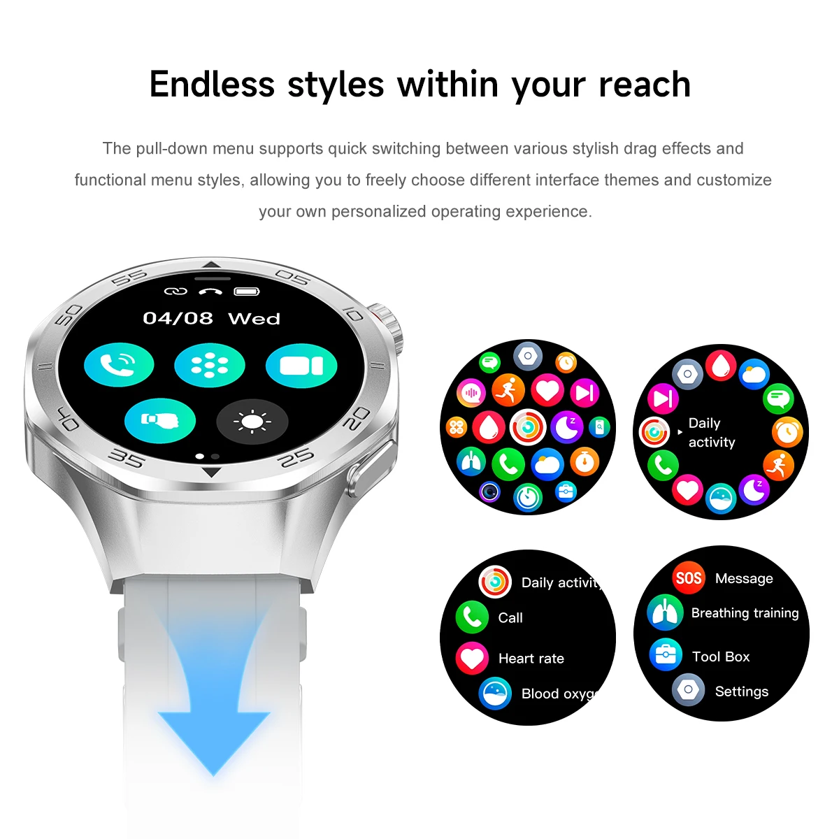 2025 For Android iOS Watch DT5pro SmartWatch built-in GPS HD AMOLED ...