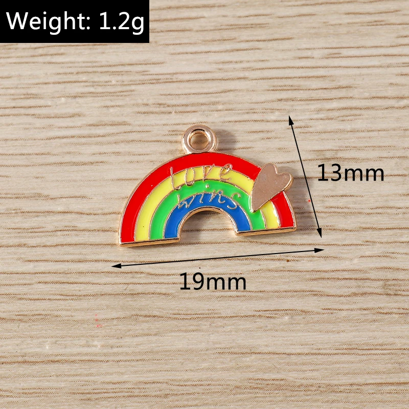 10 Stück niedliche bunte Regenbogen-Liebesherz-Anhänger für die Herstellung von Halsketten, Ohrringen, Armbändern, DIY-Handwerk, Schmuckzubehör – Detail 9