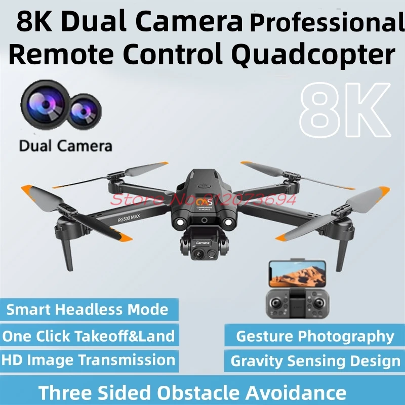 

8K Dual Camera RC Drone 360 ° Roll HD Image Transmission Three Obstacle Avoidance One Key Return Remote Control Quadcopter Toy