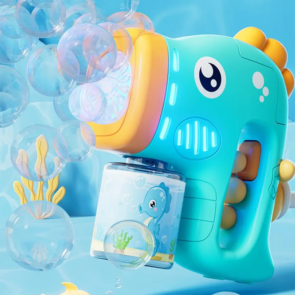 

Colorful Lights Bubble Maker Bubble Machine Portable Handheld Seahorse Bubble Maker Machine with 12 Holes for Toddlers for Boys