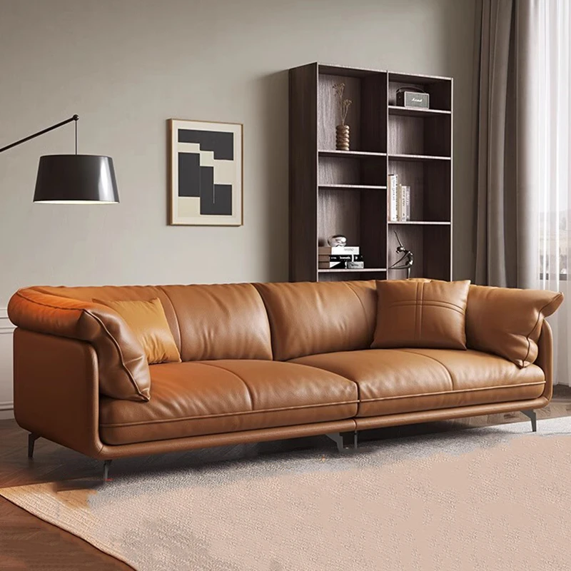 

Comfortable Leather Couch Modern Floor Relax Elegant Design Sofas Aesthetic Nordic Divani Da Soggiorno Living Room Furniture