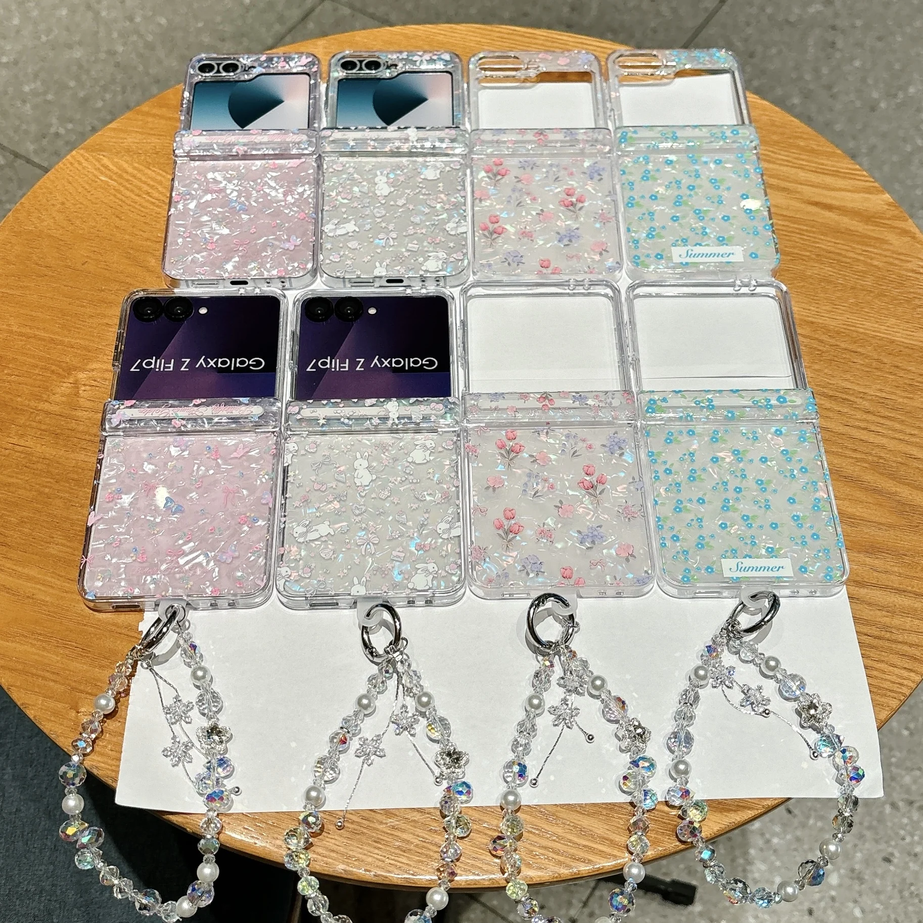 Luxury Colorful Glitter Shell Flower Case with Magnetic Hinge Connection - Hard PC Cover