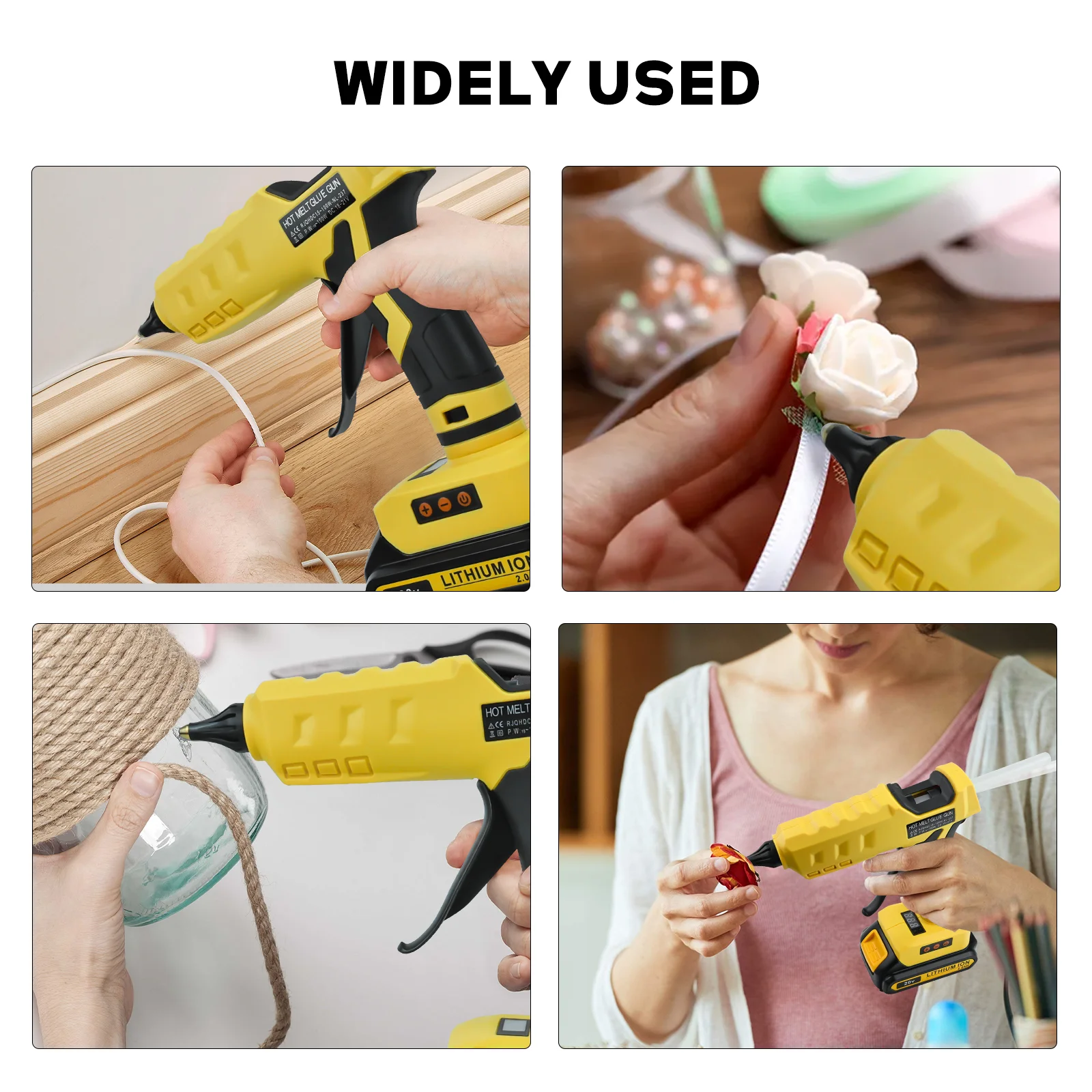 Hot Melt Glue Gun 100W LCD Digital Display Dual Power Supply with 10pcs 11mm Sticks For Dewalt 20V Battery (No Battery)