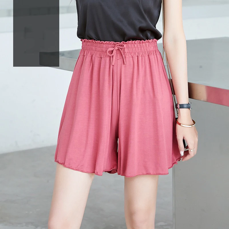 Sports Shorts Girl's Summer New High Waist Wide Leg Pants Casual Shorts Large Size Loose Modal