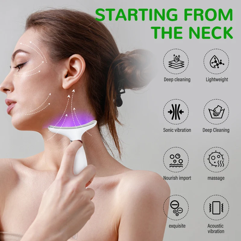 Portable Neck and Face Beauty Massager with LED Light Therapy