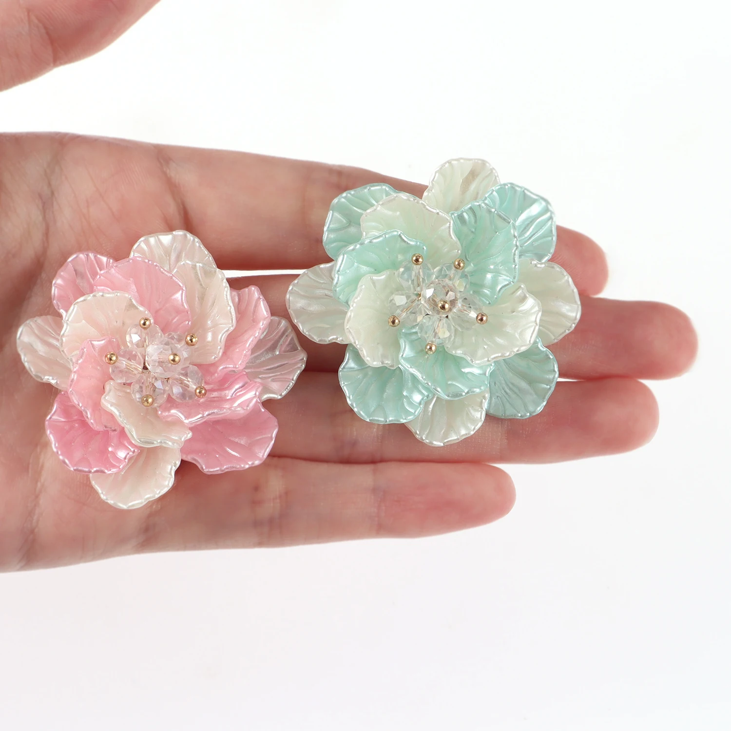Acryl Imitation Perle Blumen Matt Blütenblatt Nähen Patch für Hochzeit Kleidung Decor DIY Handwerk Schmuck Machen Zubehör – Detail 6