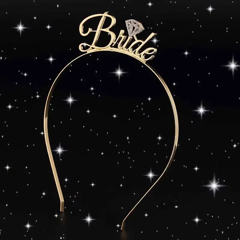 Set Corona E Velo Da Sposa YARIEW – Diadema Con Strass Dorato Per Addio Al Nubilato