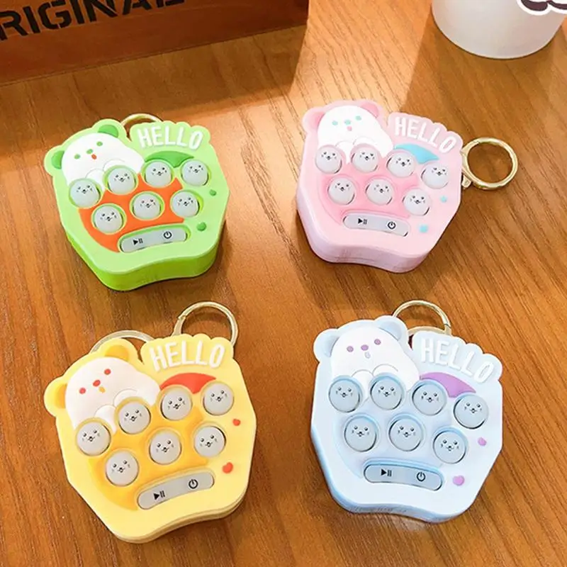 

Quick Push Game Bubble Pop Light Up Game Keychain Mini Handheld Push Bear Shape Toys Pop Fidget Game Toys Mini Gopher Game