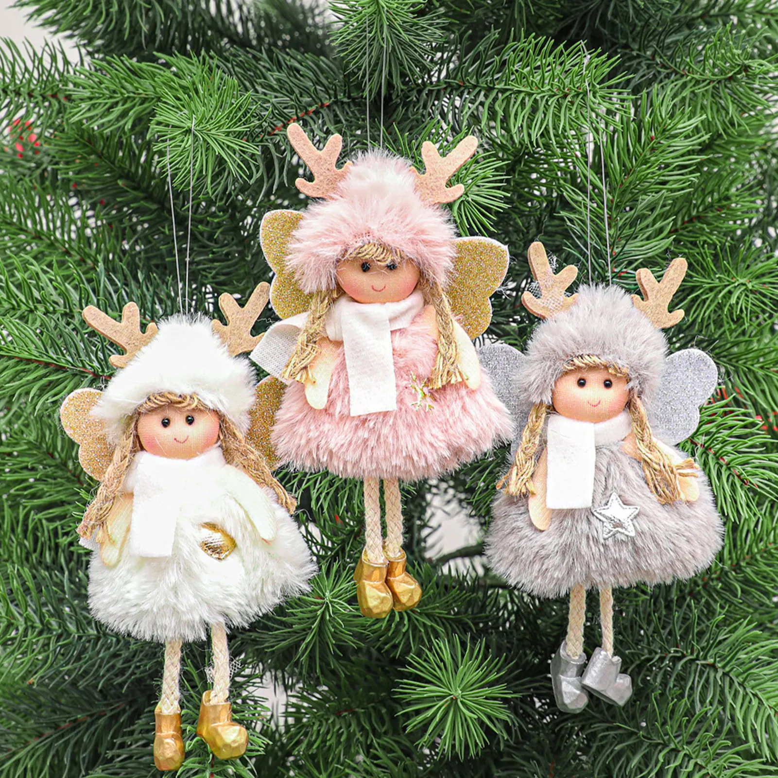 Christmas Ornament Exquisite Net Yarn Plush Ballerina Girl Doll Christmas Tree Pendant New Year Decoration Gift