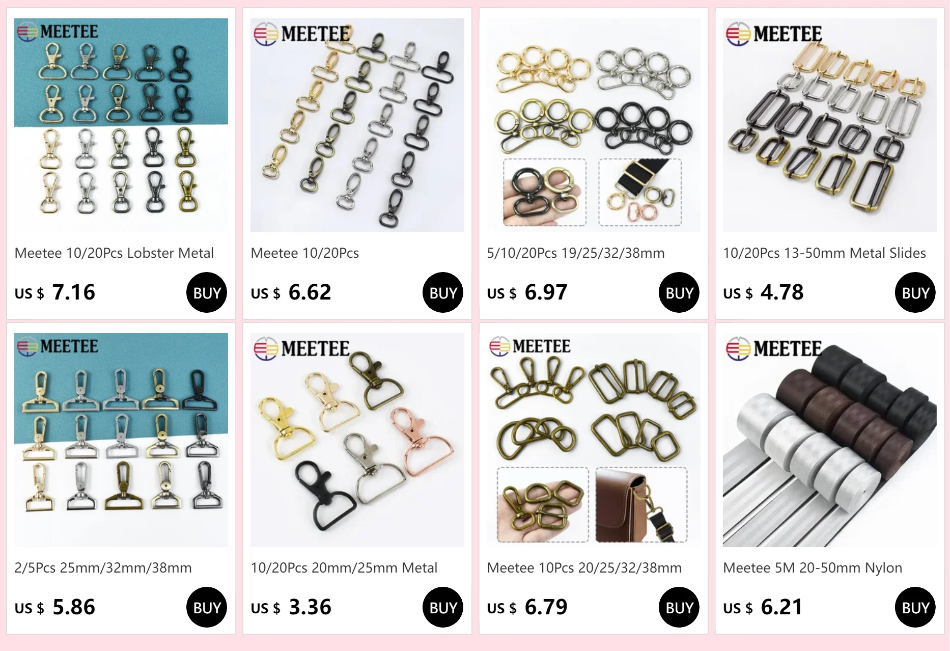 Description Picture 2 of item10/20Pcs 16/20/26/32mm Metal Carabiner Buckle Bag Strap Lobster Clasp Webbing Swivel Trigger Snap Hook Belt Buckles Accessories