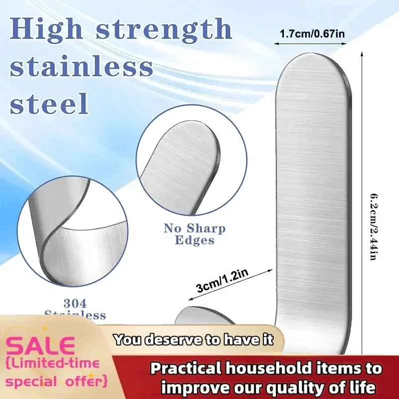 Kitchen Adhesive Hooks Metal Stainless Steel Wall Hooks Utility J Hook Key Holder Self Adhesive Wall Hook for Shower 2/4Pcs