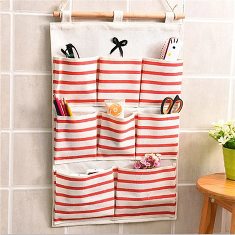 Description Picture 4 of itemLinen Wall Clothes Hanging Bag Makeup Cosmetic Sundries Organize box Kitchen Bathroom Storage bags Tool