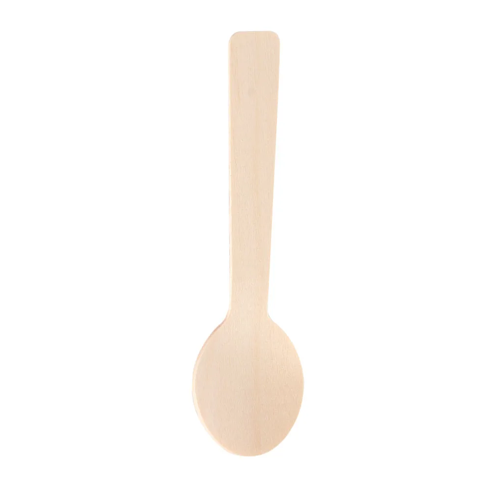 Disposable Wooden Spoon Mini Ice Cream Party Tableware Kitchen Safe New Wood Western Dessert Scoop Wedding tiny 100Pcs
