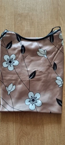 Women's Black Floral Print Silk Nightgown photo review