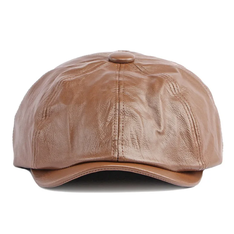 Unisex 2023 New Spring Autumn Faux Leather PU Newsboy Caps For Men Women Casual Couple Sports Cap Fashion Vintage Party Hats