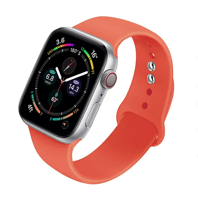 Silicone Strap For Apple Watch Band 44mm 40mm 41mm 38mm 45mm Smartwatch Rubber Sports Watchband Belt Bracelet iWatch 7 6 se 5 4 Clementine-54