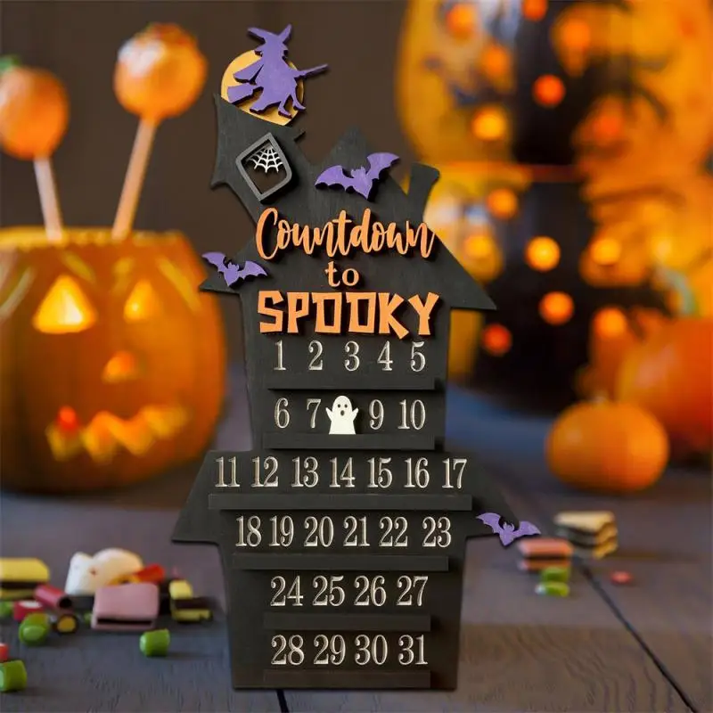 

Halloween Coffin Calendar European Creative Decoration Practical Unique Design Durable Unique Bat Design Home Decoration Wood