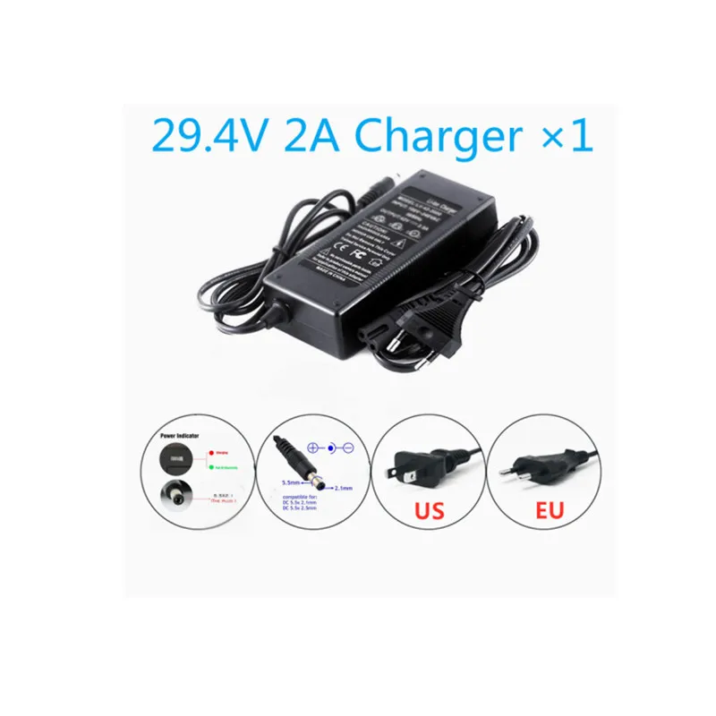 24V Battery 7S3P 29.4V 12Ah 18650 Li-Ion Battery Pack 15A  Balanced BMS for Electric Bicycle Scooter Power Wheelchair+2A Charger