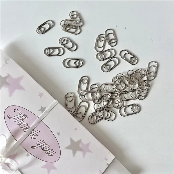 Steve 20pcs Mini Heart Paper Clips Photo Cards Packing Materials Photo Clips