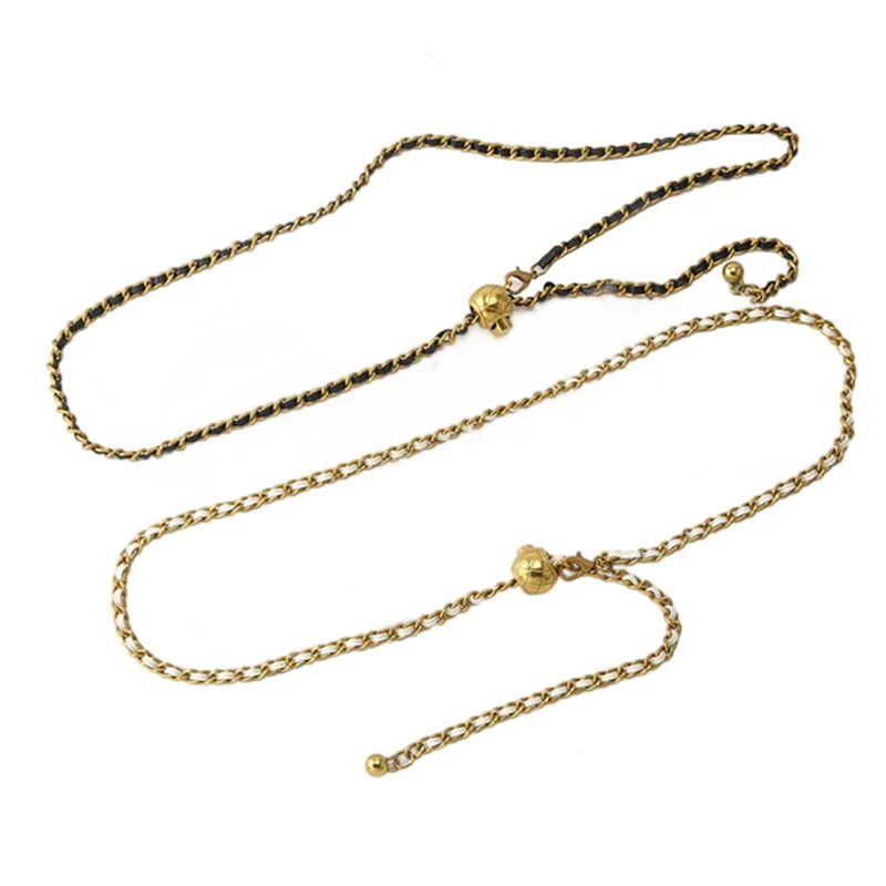 Elegant Golden Metal Chain Belt - Luxury Waist Accessory
