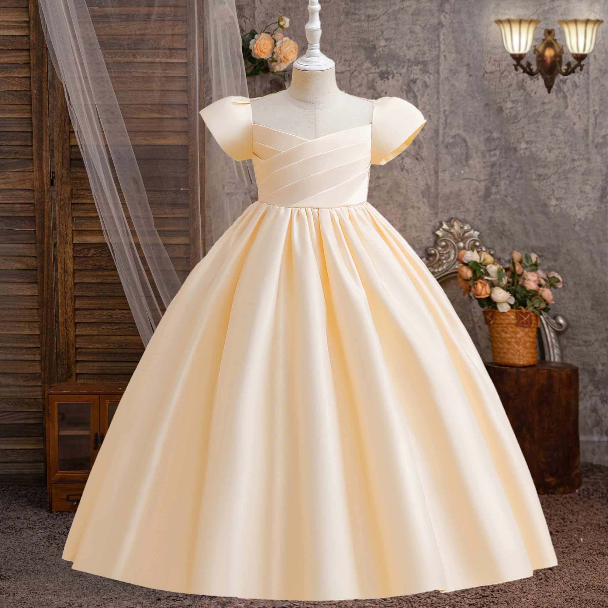 Elegant Baptism Bridesmaids Party Girl Dresses Wedding Birthday Princess  Prom Dress for Kids First Communion Christmas Ball Gown