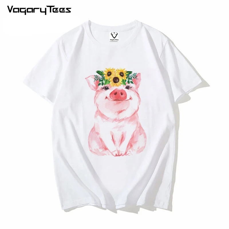 Neueste Sommer Männer Nette Sunflower Schwein Mode Druck männer T-shirt Harajuku Kawaii Koreanische stil Tops Tees Lustige homme T Shirts