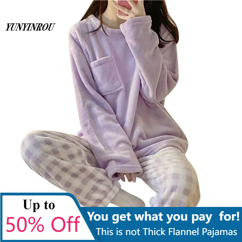 

Autumn Winter Flannel Women's Pajamas Sets Nightwear Teddy Sleepwear Thin Velvet Pjs Homewear Kawaii Girsl Pijamas Mujer Pyjama