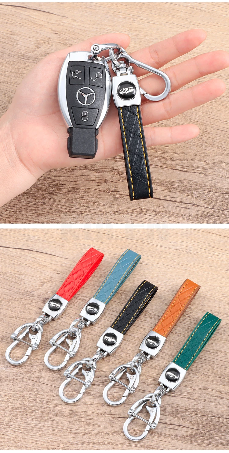 Portachiavi per auto in pelle intrecciata a mano portachiavi con fibbia a ferro di cavallo rotante a 360 gradi in metallo staccabile per uomo donna regalo di alta qualità - Sda6230b863cb45ce8fcb016a25e562025